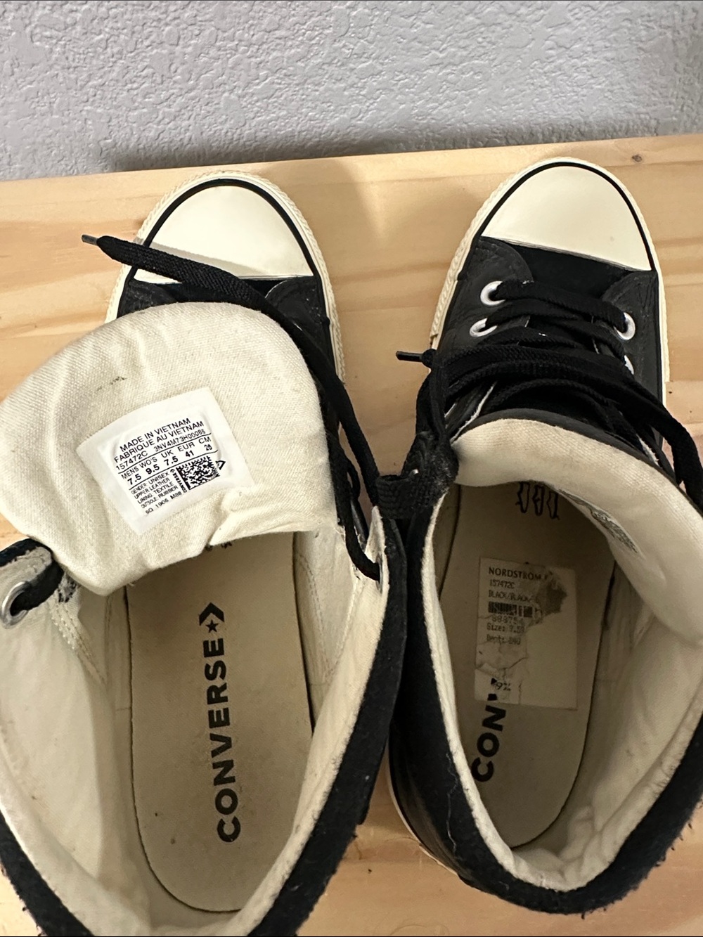 Converse Black High-Top Sneakers with Cream Accents - Picture 6 of 6